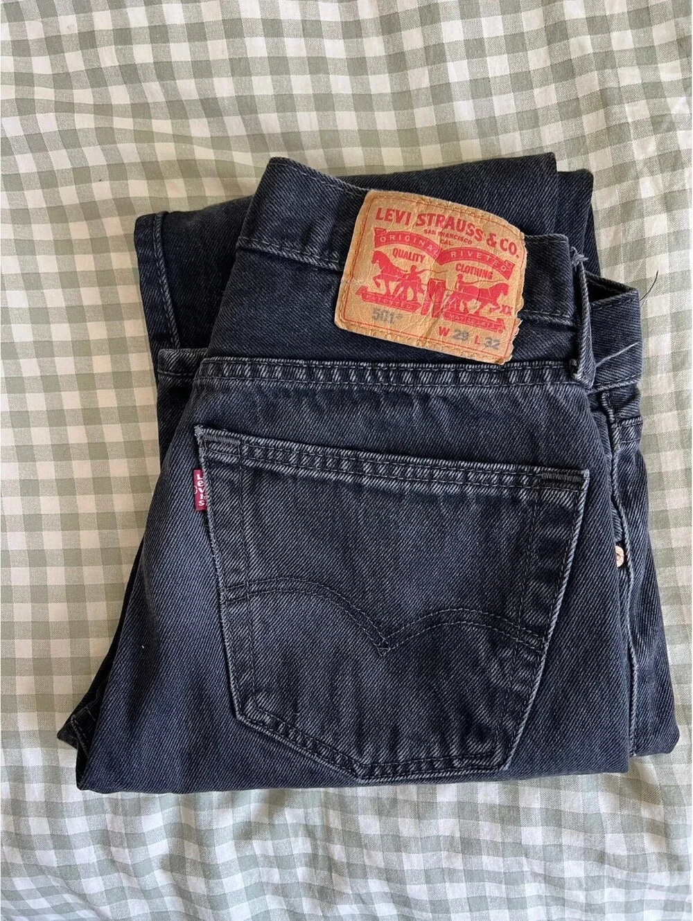 Levi's 501 Jeans W29 L32 Faded Black Classic Americana 90's Minimalist Grunge